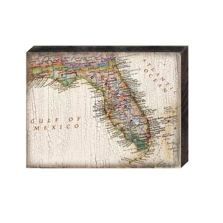 DESIGNOCRACY Vintage Florida Coastal Map Block Graphic Art Design 85091FL08